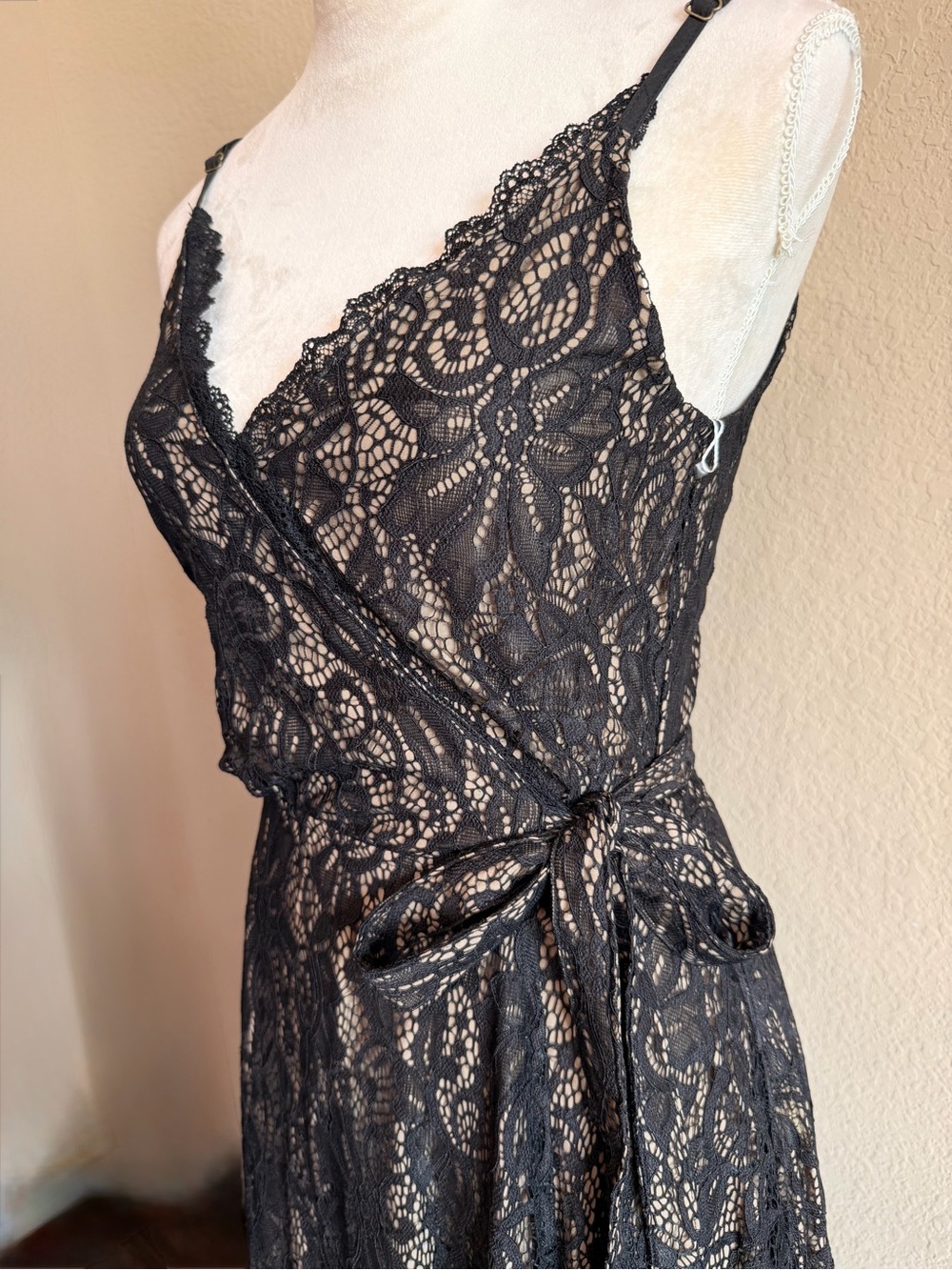 Joyfolie Black Lace Wrap Maxi Dress XS NWT Romantic Boho